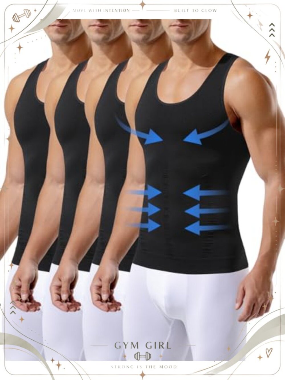 Men's Firm Compression Tank Top Body Shaper 4 Pack Polyamide Spandex